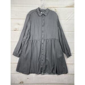 Time & Tru Dress XL 16/18 Gray Chambray Denim Boho Hippie Lightweight Flowy